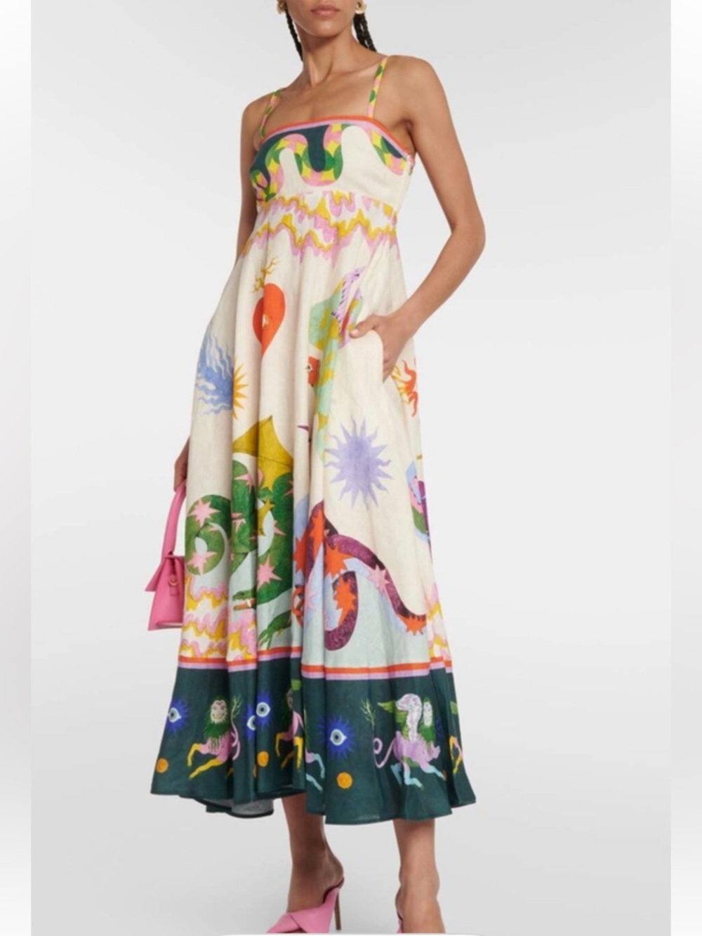 CHARLOTTE GREEN linen blend sun dress